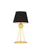 ArteLibre Kun Metal Table Lamp for Socket E27 with Black Shade and Gold Base