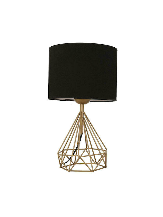 ArteLibre Bie Metal Table Lamp for Socket E27 with Black Shade and Gold Base