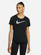 Nike Swoosh Run Damen Sport T-Shirt Dri-Fit Schwarz
