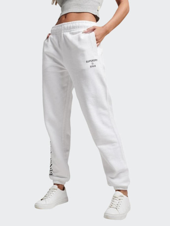 Code Core Sport Ψηλόμεσο Παντελόνι Φόρμας με Λάστιχο Λευκό