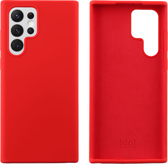 Idol 1991 Velvet Elite 4 Side Camera Guard Umschlag Rückseite Silikon Rot (Galaxy S22 Ultra 5G)