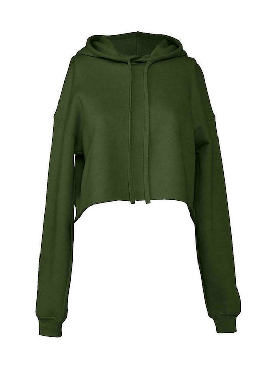 Γυναικεία περικομμένη μπλούζα | Women`s Cropped Fleece Hoodie | 7502 Military Green