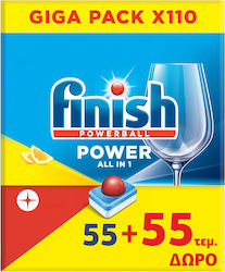 Finish Power All in One Hülsen/Kapseln Geschirrspülmittel mit Duft Zitrone