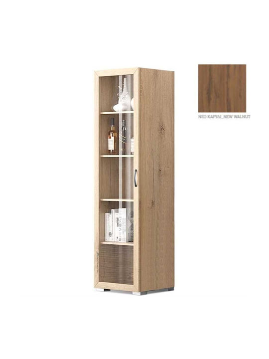 N30 Wohnzimmer-Bodenvitrine aus brauner Spanpla...