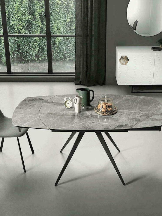 Ausziehbarer Tisch Achille 120x90x76cm Grau-Marmor Capodarte