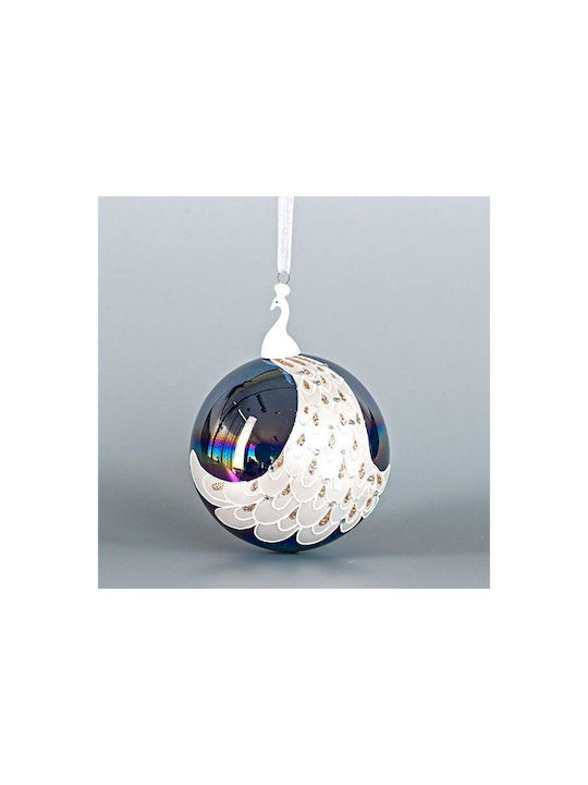 Hanging Ball Ornament Ornament Glass White 10cm with Snowflake
