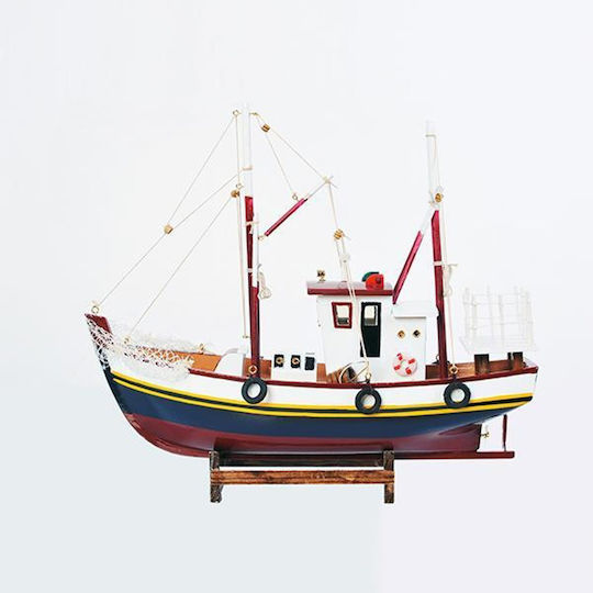 Коледен Кораб Рибарска Лодка Дървено 34x38см