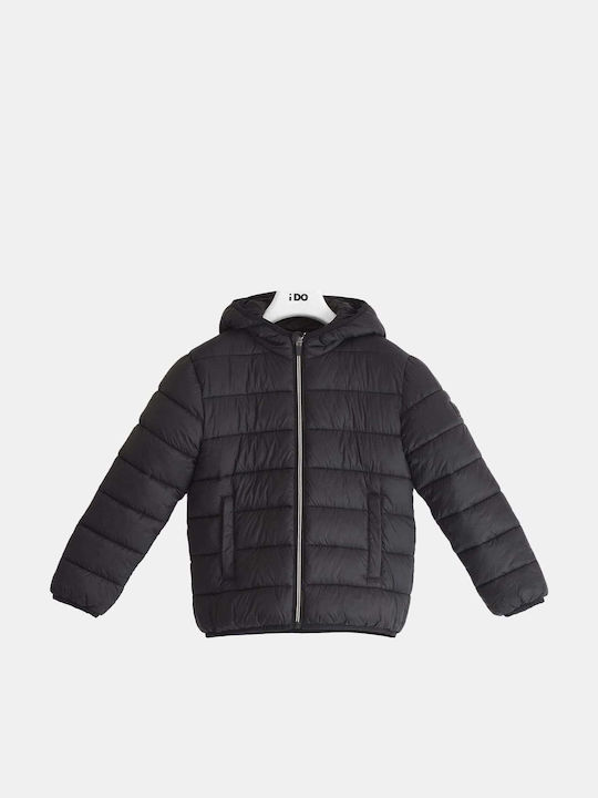 iDO Kids' Quilted Jacket Short with Hood Black