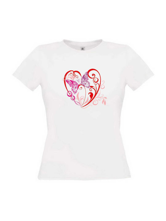 Keya Γυναικείο T-shirt Heart σε Λευκό χρώμα