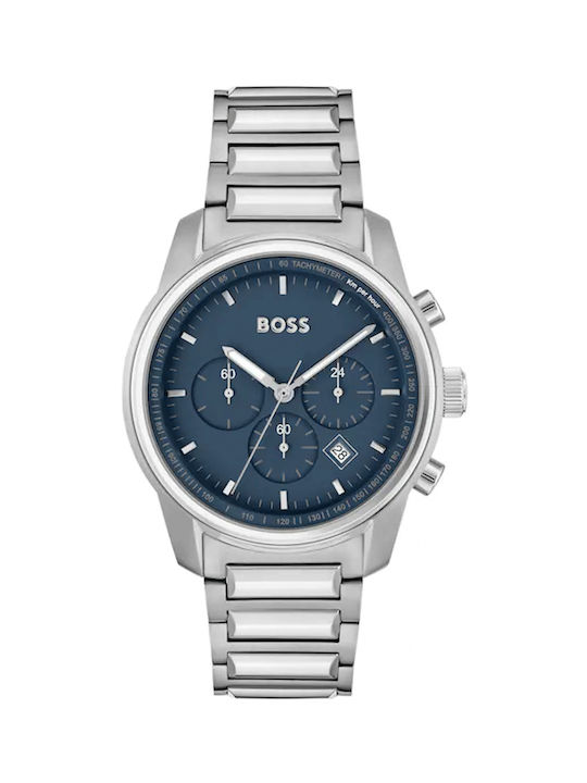 Hugo Boss Uhr Chronograph Batterie mit Silber Metallarmband