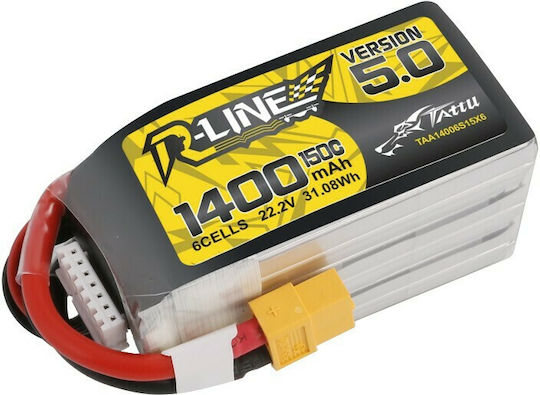 Tattu R-Line V5 Батерия Li-Po 22.2V 1400mAh 150C 6S XT60 за Дрон