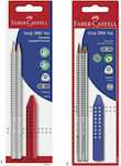 Faber-Castell Grip 2001 Set de 3 Creioane B cu Radieră (Culori diverse)