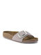 Madrid Leather Women's Flat Sandals Anatomic in Purple Color Narrow Fit