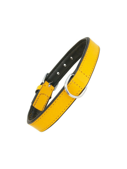 Gloria Soft Padded Dog Collar Leather In Yellow Colour 15mm x 35cm