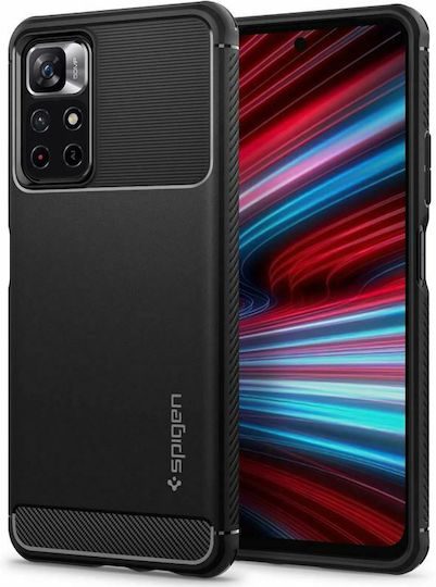 Spigen Rugged Armor Back Cover Σιλικόνης Αδιάβροχο Μαύρο (Poco M4 Pro 5G / Redmi Note 11s 5G)