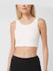 Damen Sport Crop Top mit Trägern Beige