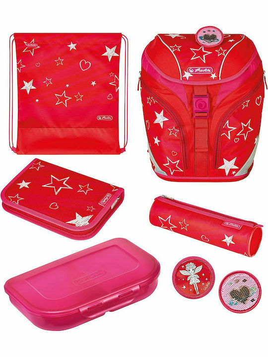 Herlitz SoftLight Sterne Streifen Schulranzen Rucksack Grundschule, Grundschule in Rot Farbe