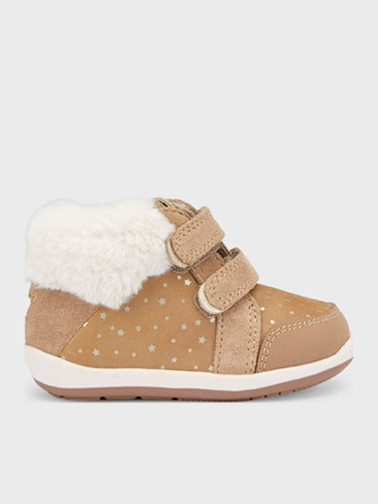My First Steps Suede Kinderstiefeletten mit Klettverschluss Tabac Braun