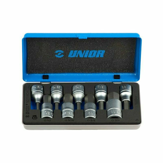 Unior Chei tubulare cu Vârfuri Allen și Patrat de Prindere 1/2'' Set 9buc
