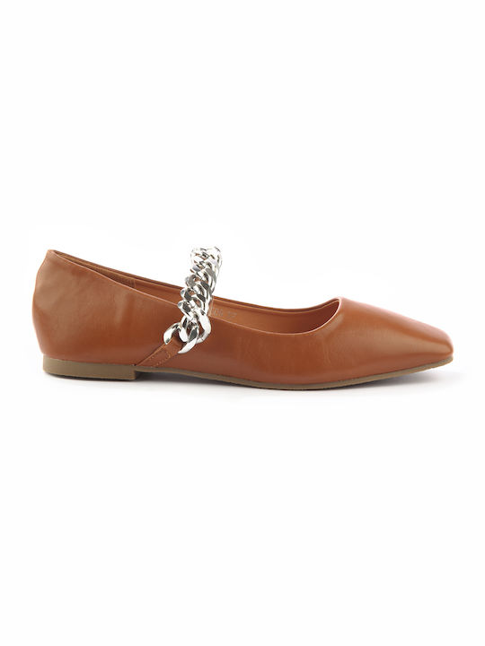 Ballerina with barrette chain - FSHOES - CAMEL