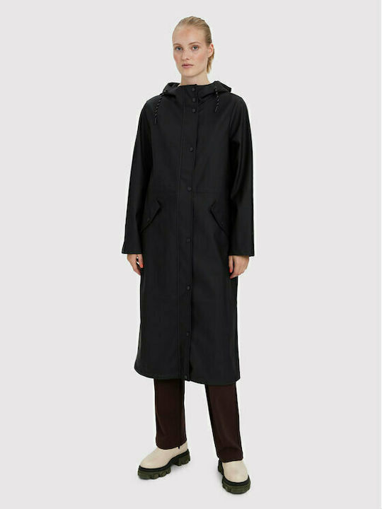 Vero Moda Γυναικείο Μαύρο Παλτό με Κουκούλα