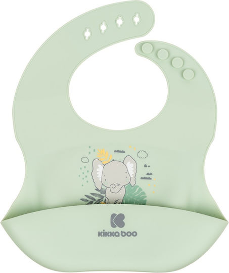 Kikka Boo Savanna Waterproof Bib Silicone with Button & Pocket Green