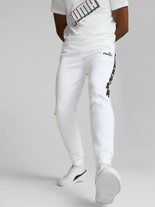 PUMA Ess+ Tape Sweatpants with Elastic White