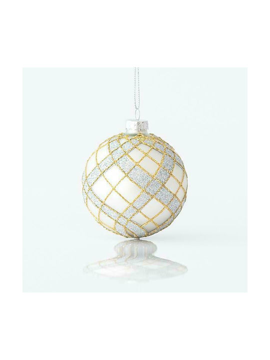 Eurolamp Christmas Glass Ball Ornament Silver 10cm 4pcs