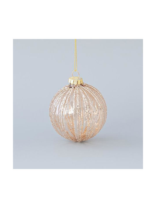 Eurolamp Christmas Glass Ball Ornament Rose Gold 8cm 4pcs