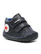 Leather Kids Boots with Velcro Navy Blue