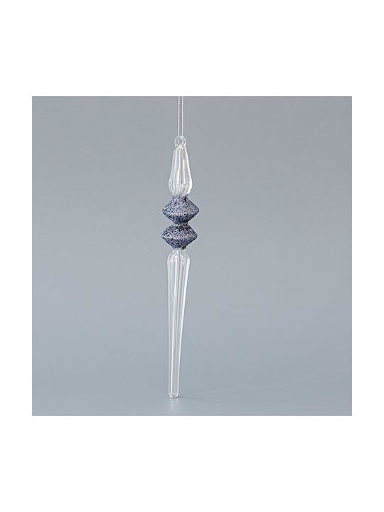 Hängender Stalaktit Ornament Glas Transparent 21x2.8cm Set 4Stück