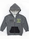 Athletic Kids Sweatshirt Cardigan Cotton with Hood Gray