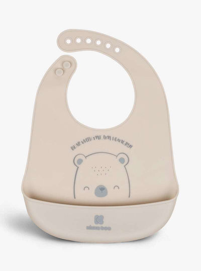 Kikka Boo Bear With Me Waterproof Bib Silicone with Button & Pocket Gray