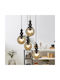 Megapap Latona Pendant Light Black Ball for 4 Bulbs E27 30x30x90cm