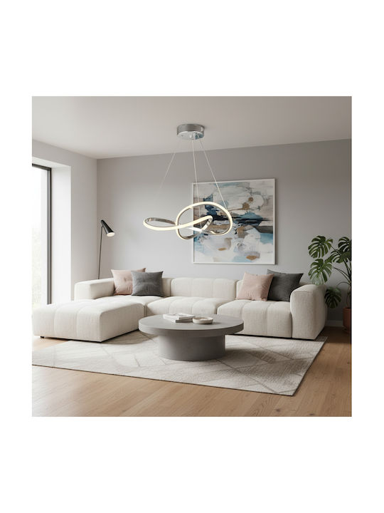 Megapap Luciano Κρεμαστό Φωτιστικό Ασημί LED 47x40x60εκ.