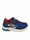 Super Mario Παιδικά Sneakers Ανατομικά με Σκρατς & Φωτάκια Μπλε