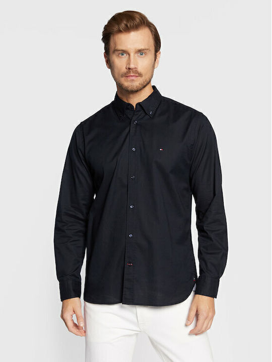 Tommy Hilfiger Long-sleeved Cotton Shirt Navy Blue