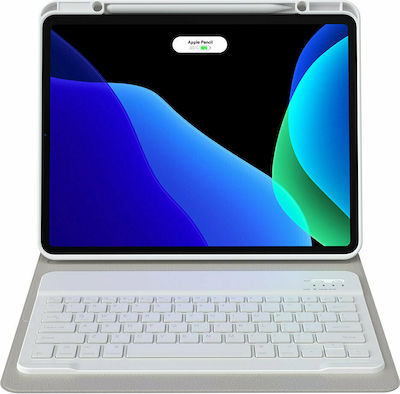 Baseus Brilliance Klappdeckel Synthetisches Leder mit Tastatur Englisch US Weiß (Universal 12.9" - Universell 12,9 Zoll) ARJK000102