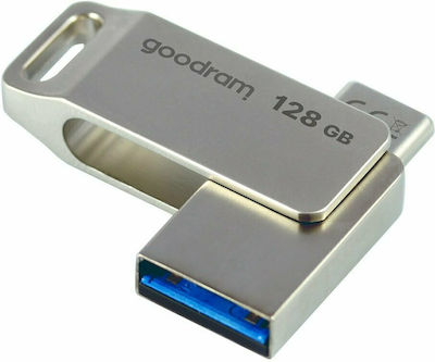 GoodRAM ODA3 128ГБ USB 3.2 Стик с връзка USB-A & USB-C сребърен