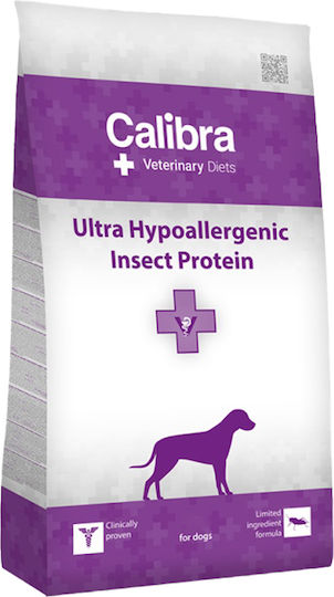 Calibra Vet Dog Ultra Hypoallergenic Insect 12kg Dry Food for Dogs Gluten-Free with Fish, Rice, Salmon and Apple
