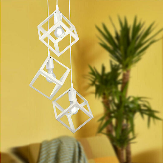 Megapap Thora Висящо Осветително Тяло Бял Мрежа с Цокъл E27 22x22x70см.
