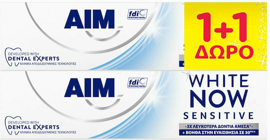 AIM White Now Sensitive Toothpaste for Sensitive Teeth & Whitening 2x75ml
