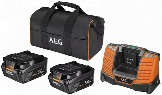 AEG Tools Set 2 Baterii Unelte 18V Capacitate 5Ah cu Încărcător LL1850SHD