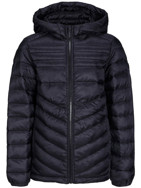Kids' Quilted Jacket Short with Hood Black
