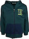 Athletic Kids Sweatshirt Cardigan Cotton with Hood Green