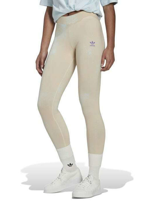 Allover Print Women's Long Training Legging High Waisted Beige