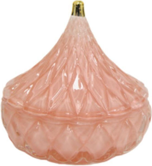 Faitakis Pack Vintage Glass Sweet Jar with Lid Pink 8x8x9cm