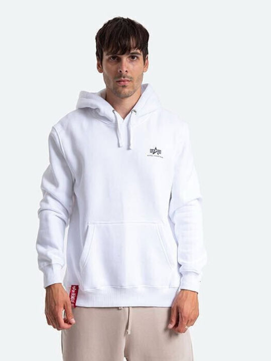 Alpha Industries Basic Суитшърт с Качулка Бял