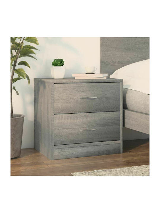 Wooden Bedside Table Γκρι Sonoma 40x30x40cm