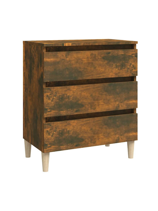 Wooden Chest of Drawers with 3 Drawers Καπνιστή Δρυς 60x35x69cm